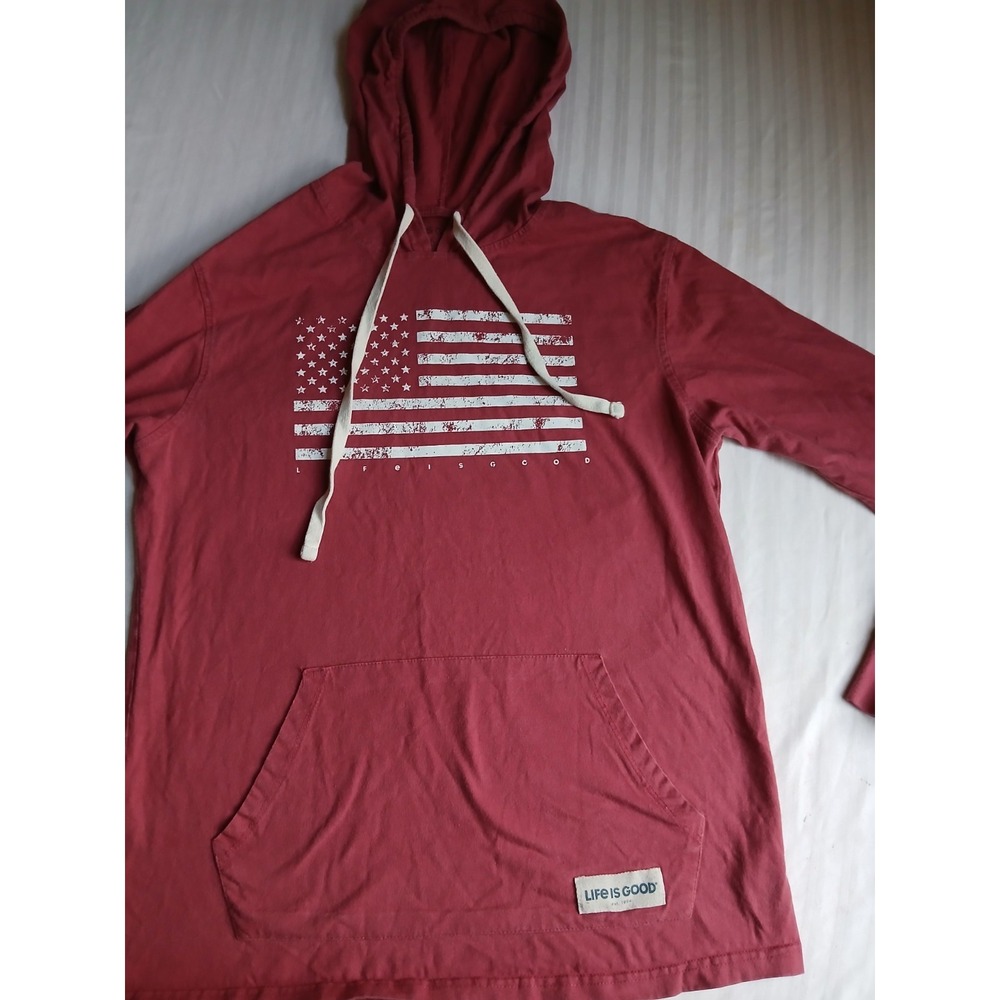 Life Is Good Hoodie Small Womens Lightweight Cotton Hooded Pullover Graphic